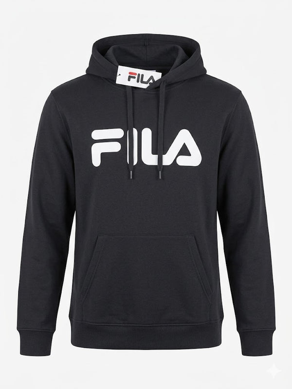 Fila Essential Addard Hoodie 'أسود / شعار أبيض بالكامل' - (SM23D891-013)