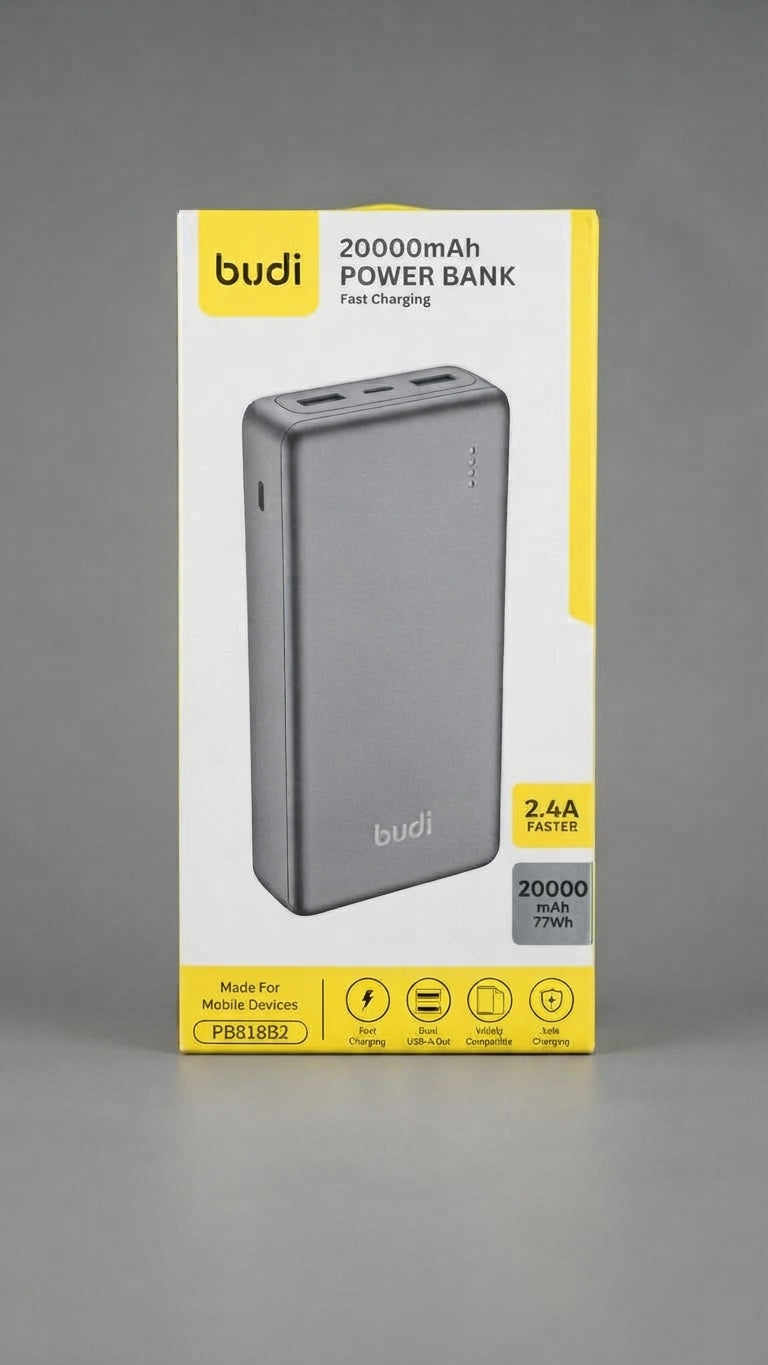 budi Power Bank  20000mAh – Portable Fast Charger (2.4A)  77wh