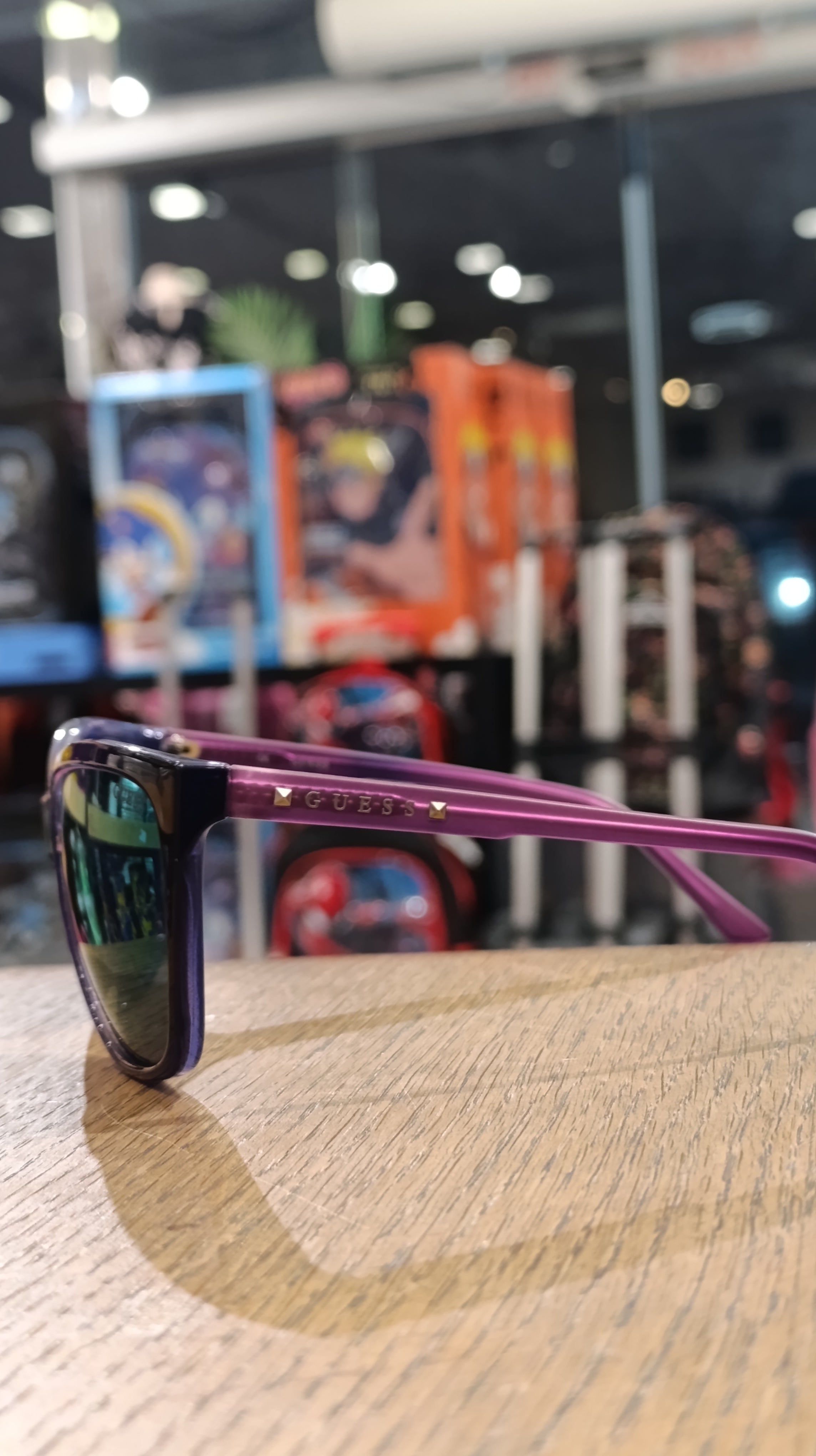 GUESS Women's Purple Square Sunglasses with Blue Lenses
