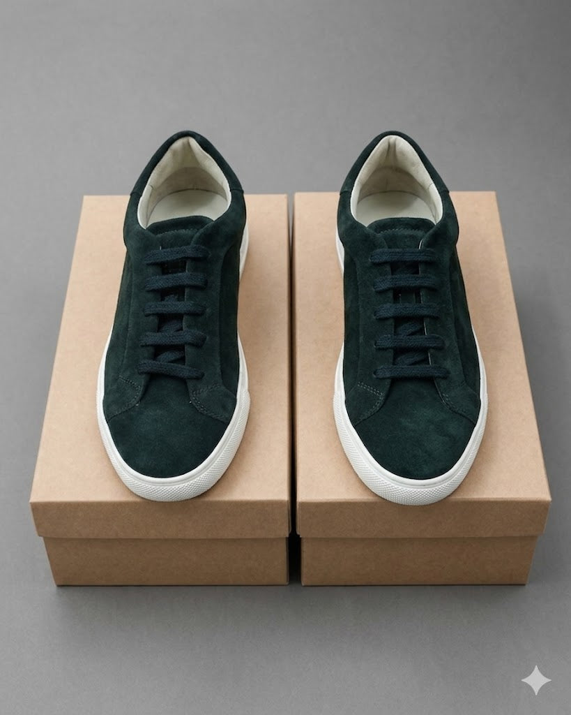 Massimo Dutti Men's Suede Sneakers Green