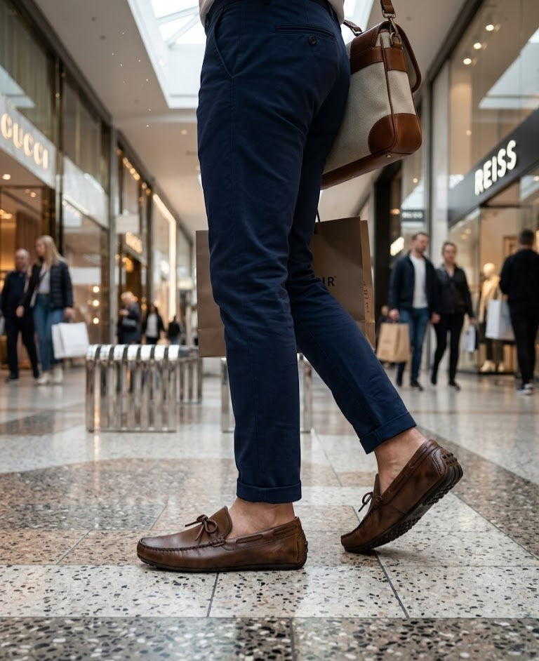 Massimo Dutti Burnished Leather Loafers 'Brown'