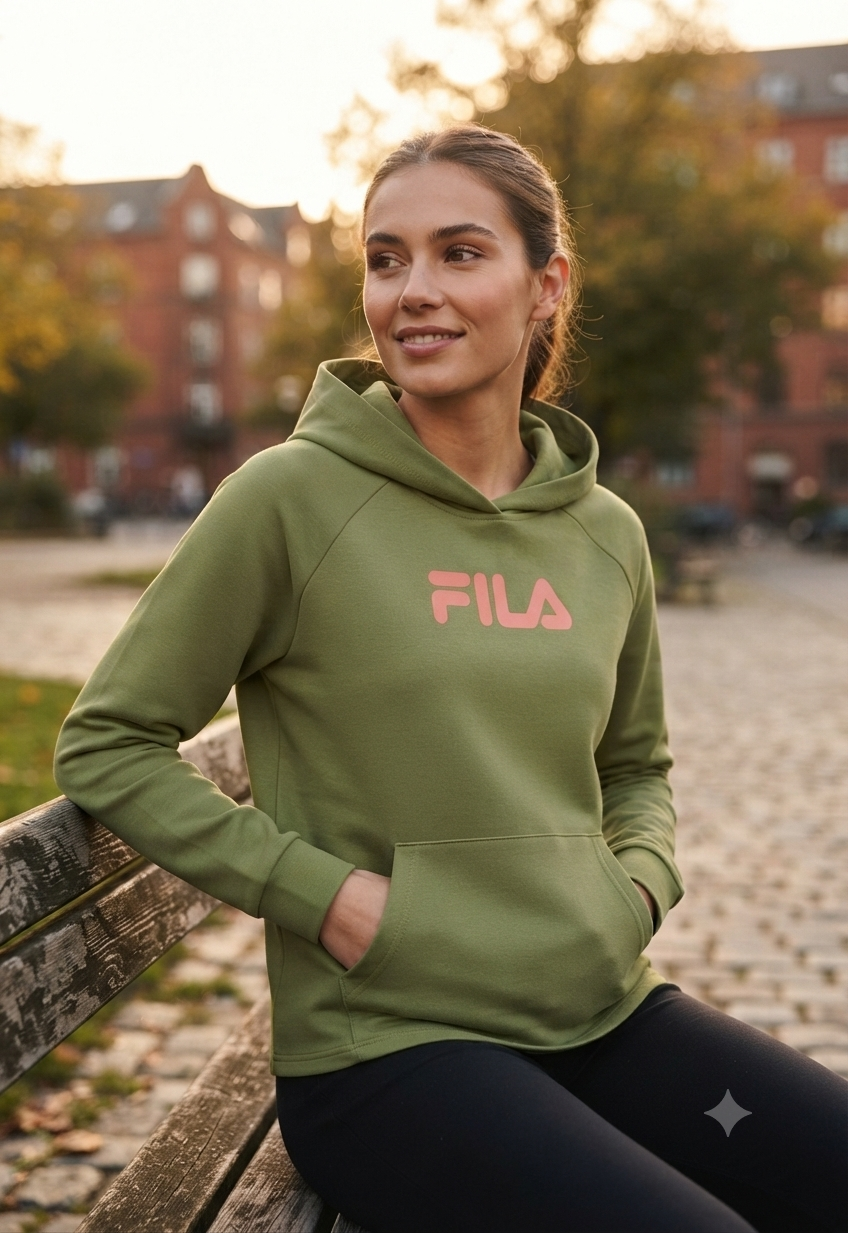FILA Women's Relaxed Fit Olive Hoodie