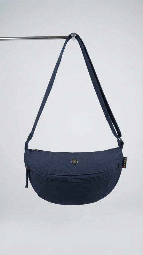 Bagco soft Bag Classic Nylon Crescent Crossbody Bag in navy blue