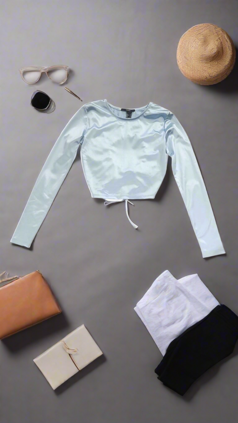 FOREVER 21 بلوزة قصيرة زرقاء سماوي للنساء