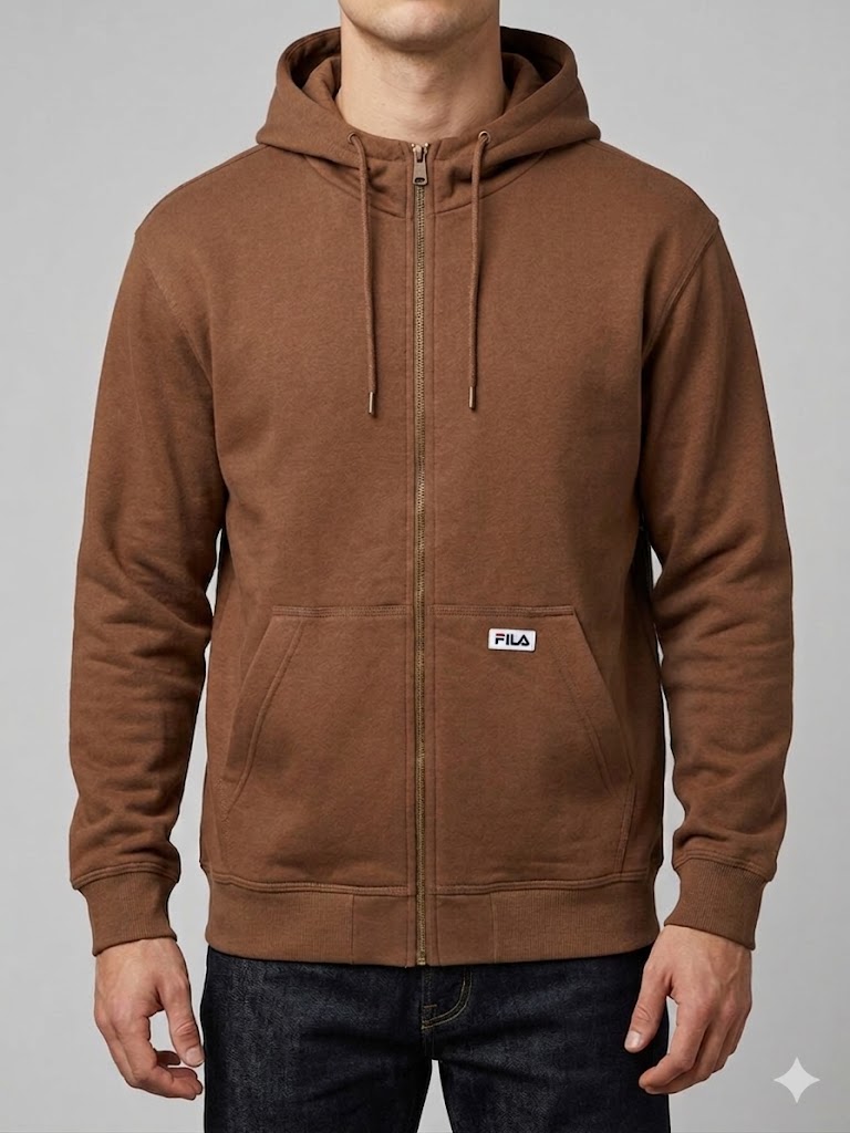 FILA Sherpa Lind سويت شيرت بغطاء رأس بسحاب كامل "بني قهوة" - (FMT1240-975)