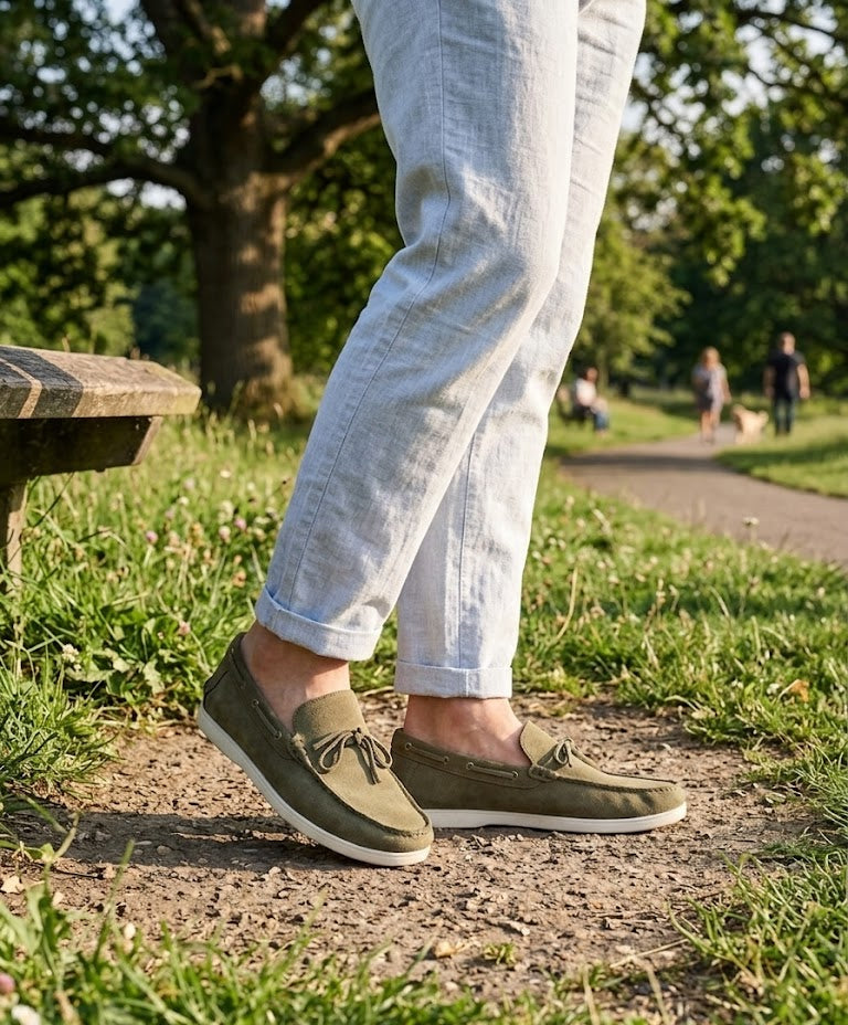 Massimo Dutti Suede Sneakers - 'Olive Green'