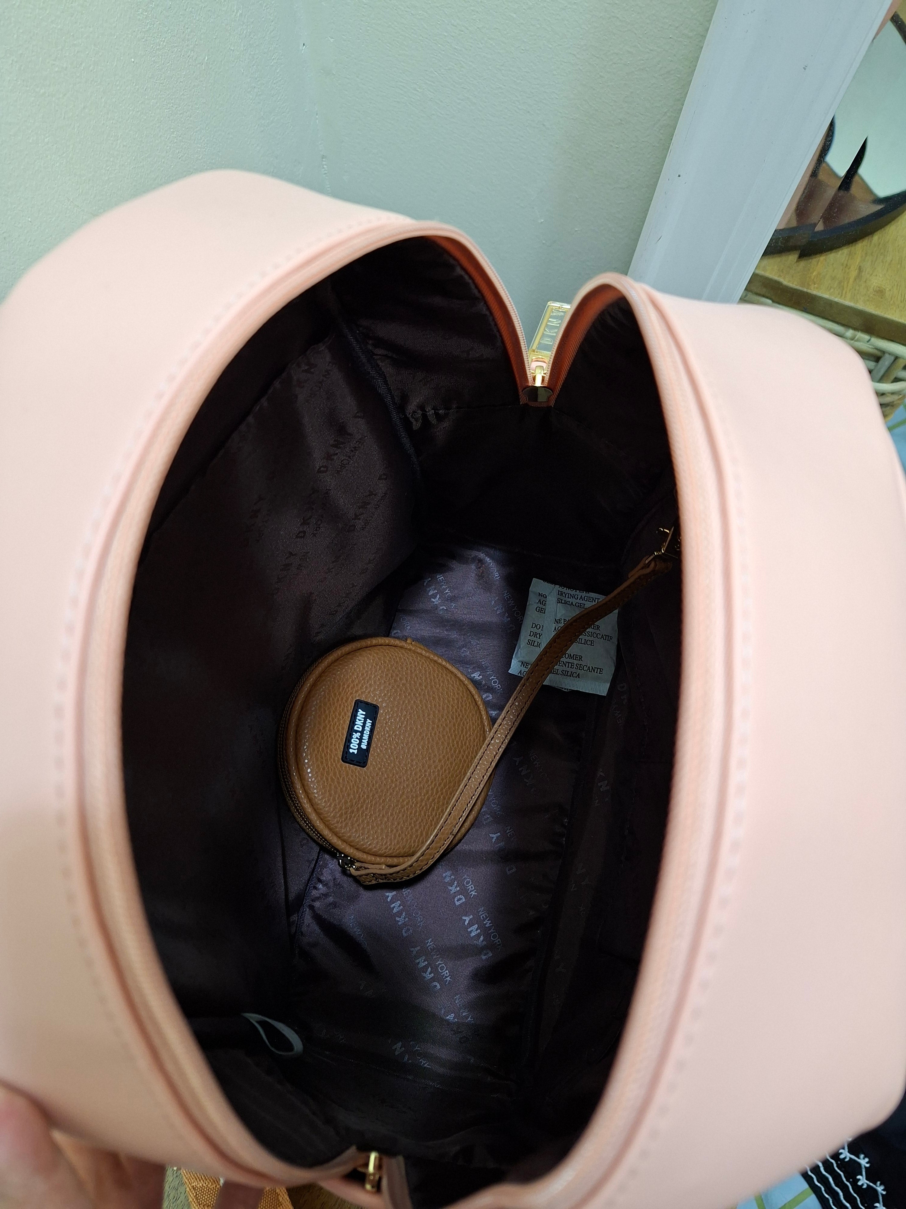 DKNY WOMENS BACKPACK Bias quilted soft backpack  peach bloom D0680BS2