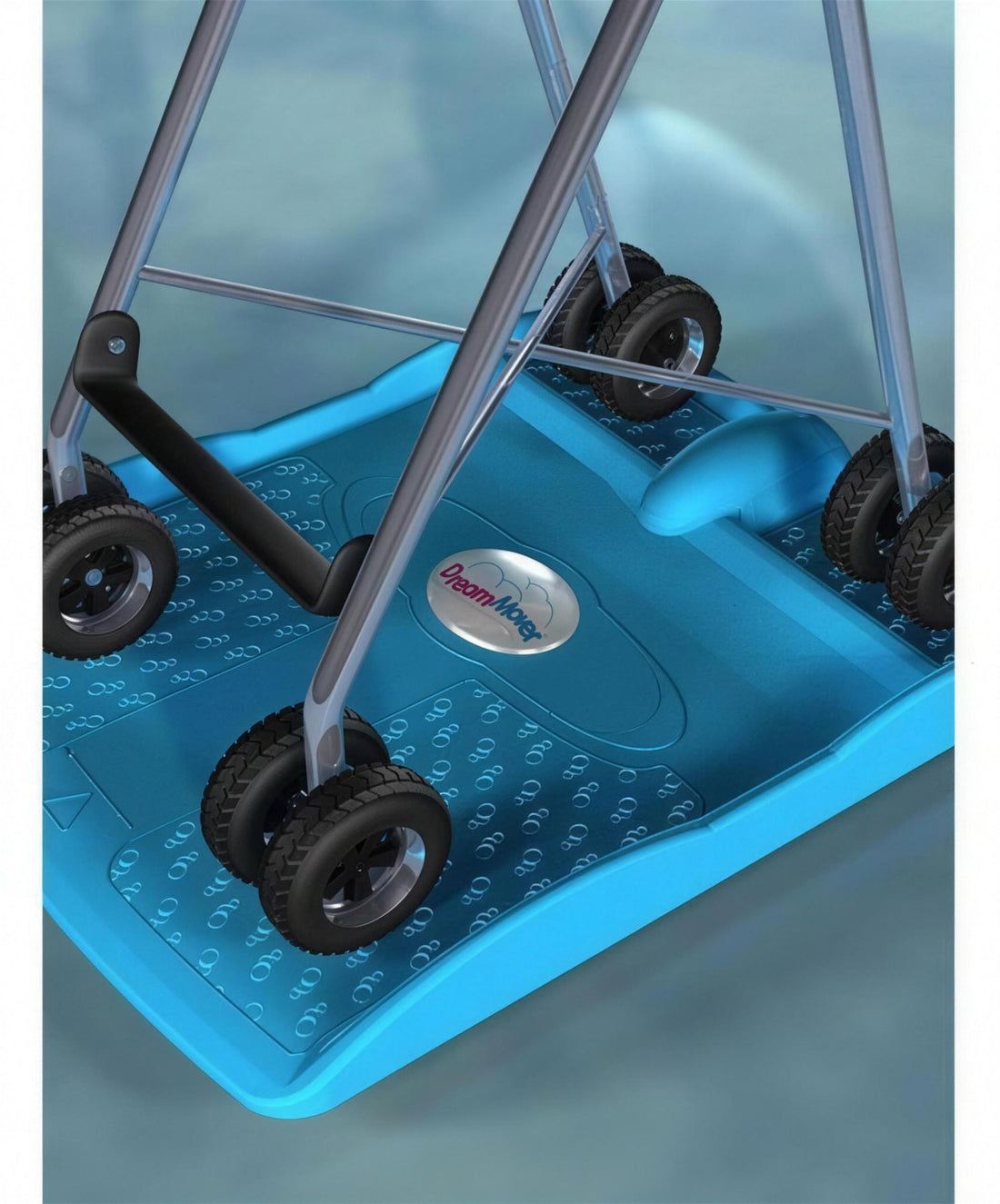 Robopax Dream Mover base close-up with stroller wheels