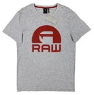 Men's G-STAR / G RAW Gray Red Crew Neck T-Shirt Tee Shirt