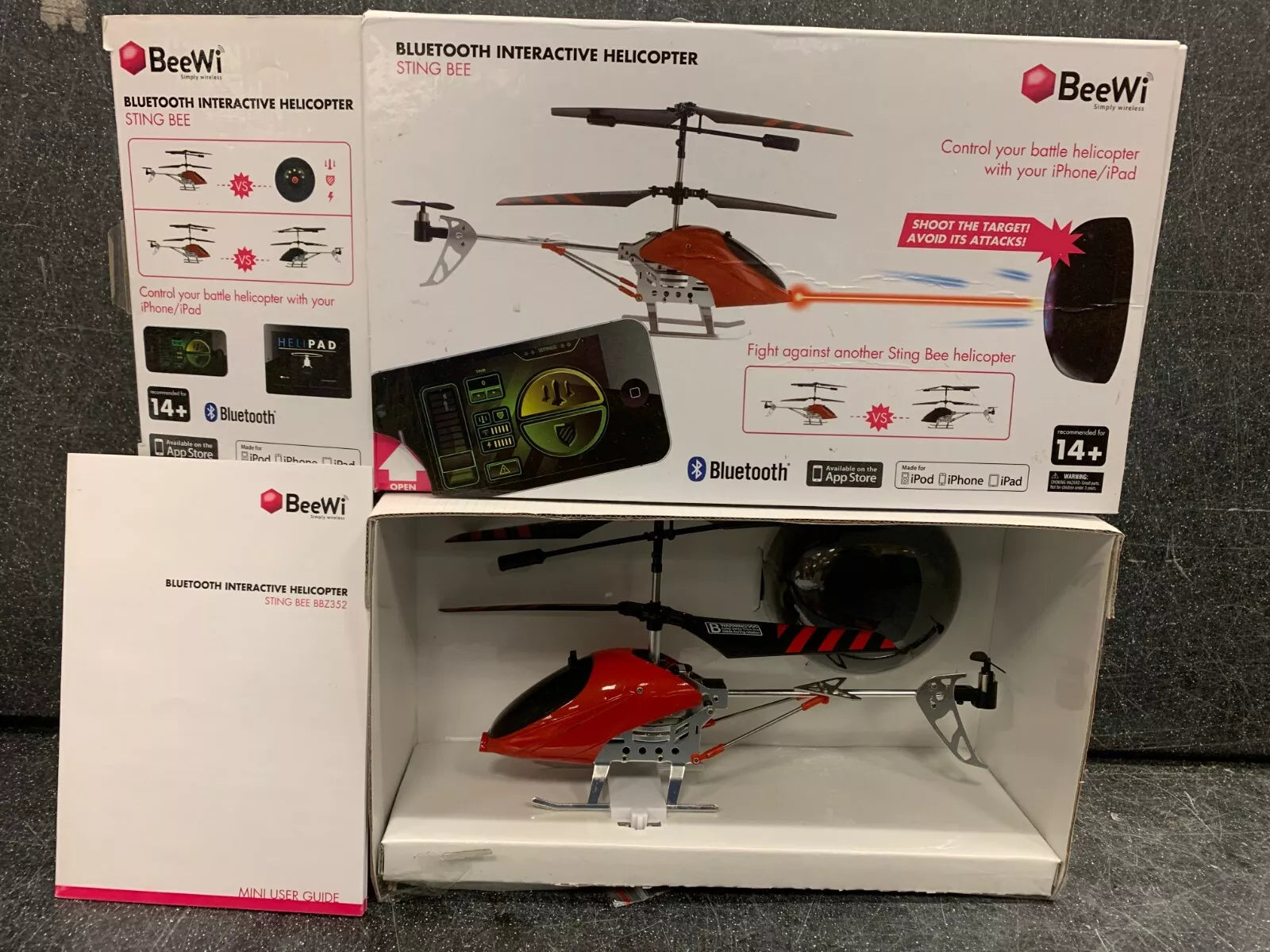 BeeWi Bluetooth Controlled Interactive Battle Helicopter w/ iOS App Control Red