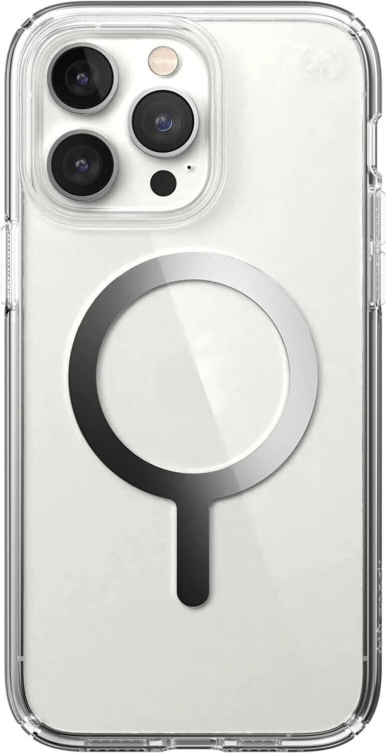 iPhone 14 Pro Max Clear Case Silver with MagSafe Wireless Charging Compatible Back Cover