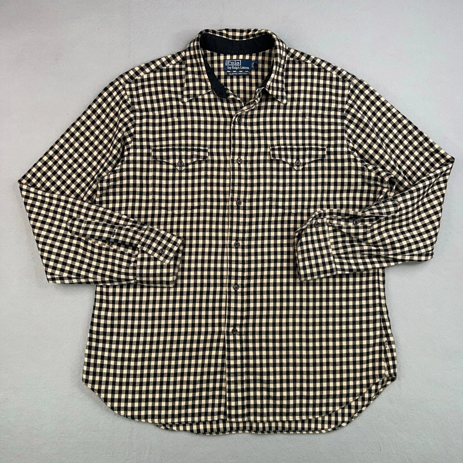 Polo by Ralph Lauren G. I. Shirt Mens (LT)  Check Pockets Long no Sleeve Cotton