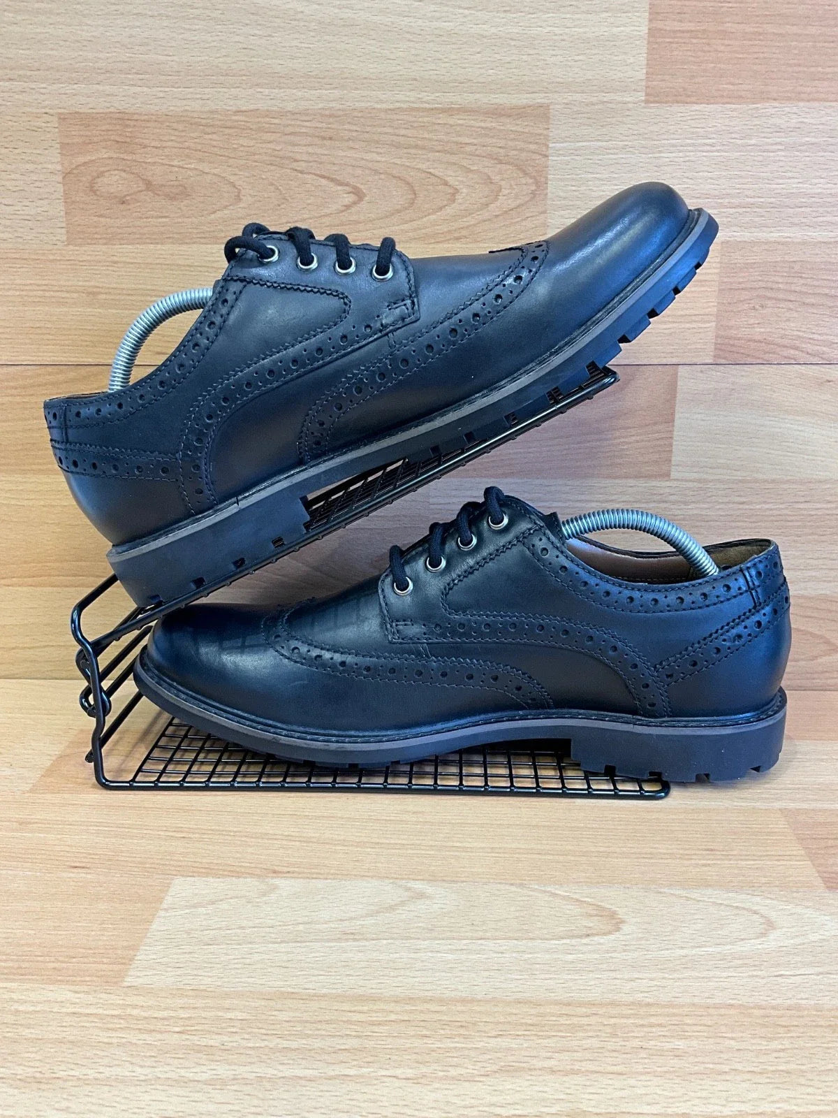 CLARKS CURINGTON WING MEN'S BLACK LEATHER NON-SLIP BROGUE SMART SHOES