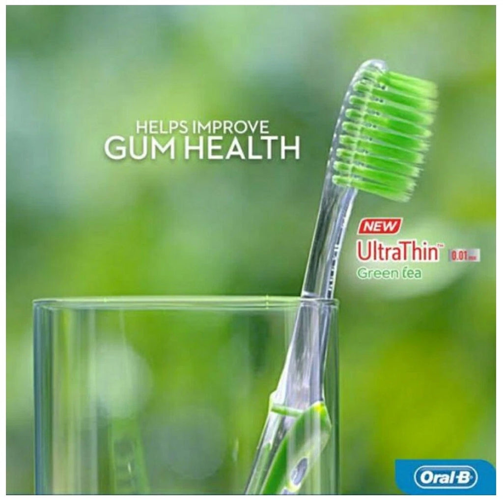 Oral-B فرشاة أسنان بالخلاصة الخضراء للعناية باللثة والتنظيف العميق فائقة النحافة وناعمة للغاية × 3