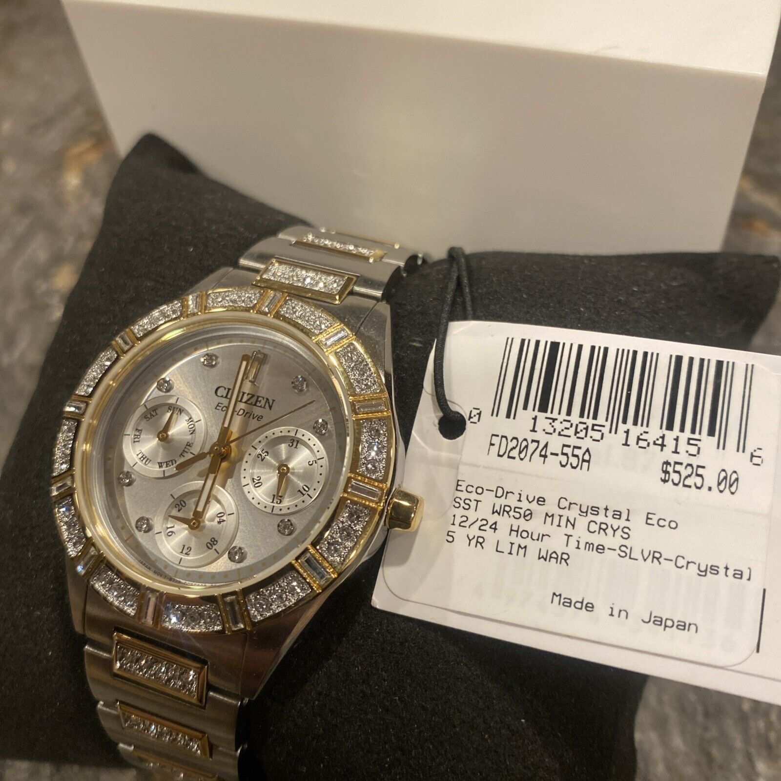 Citizen Eco Drive Crystal Two Tone Stainless Steel Ladies Watch P