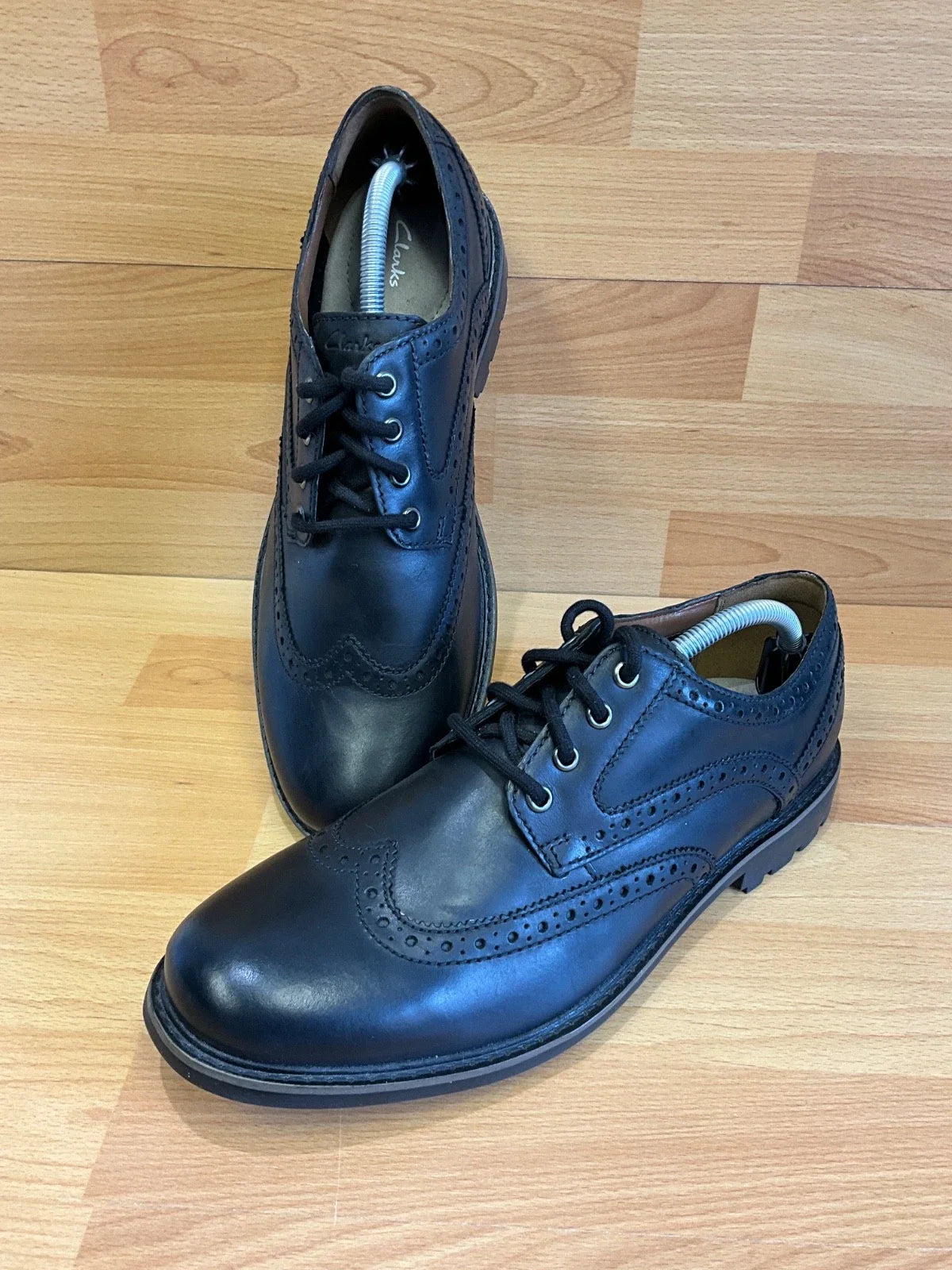 CLARKS CURINGTON WING MEN'S BLACK LEATHER NON-SLIP BROGUE SMART SHOES