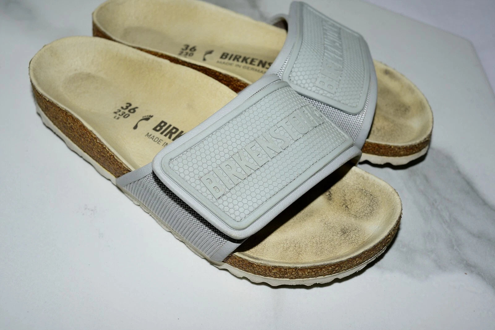 Birkenstock Tema Microfiber Gray Slide Sandal ( WITHOUT BOX )