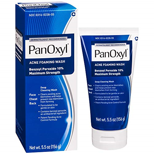 Panoxyl Acne Foaming Wash, Benzoyl Peroxide, 10% Maximum Strength, 5.5 Oz (156g)