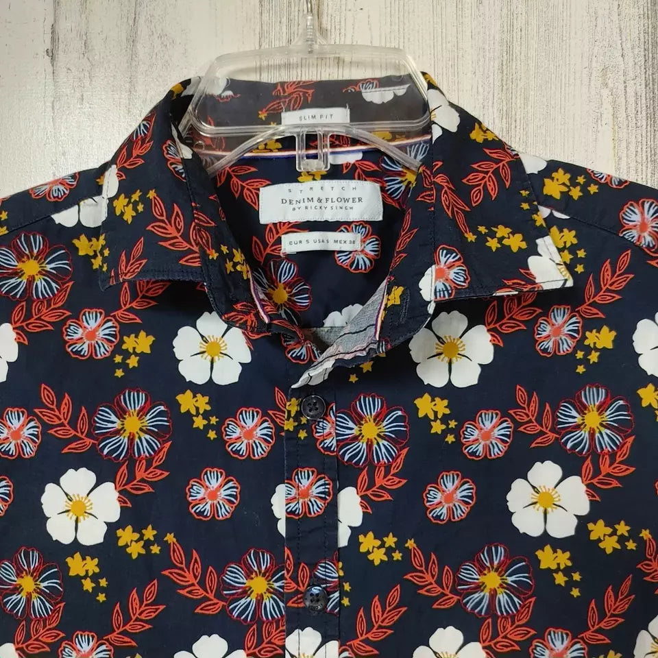 Denim & Flower Men’s Floral Short Sleeve Shirt – Stylish & Breathable