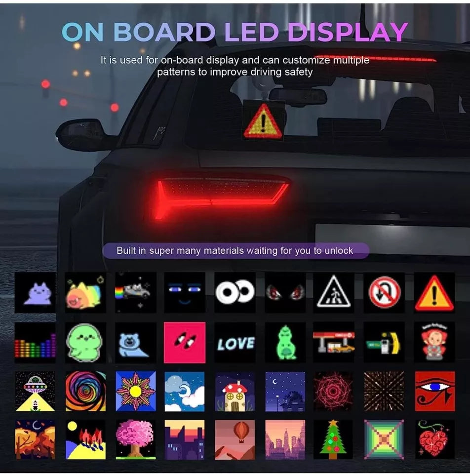Jucyuanhang Bluetooth App Control LED Sign, 5.1 * 5.1 In APP Control RGB LED Car Rear Window Expression Screen