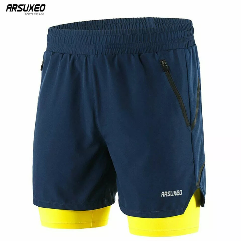 Running Shorts Men 2 In 1 Training Exercise Jogging Sports Shorts Quick Dry