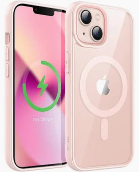 Clear Magnetic Case for iPhone 15 [Shockproof & Slim] Clear Hard Back Cover with high-Grade Protection | Pink