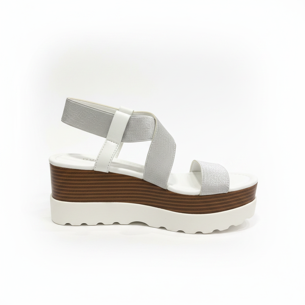 Silver Platform Wedge Sandal – Side View