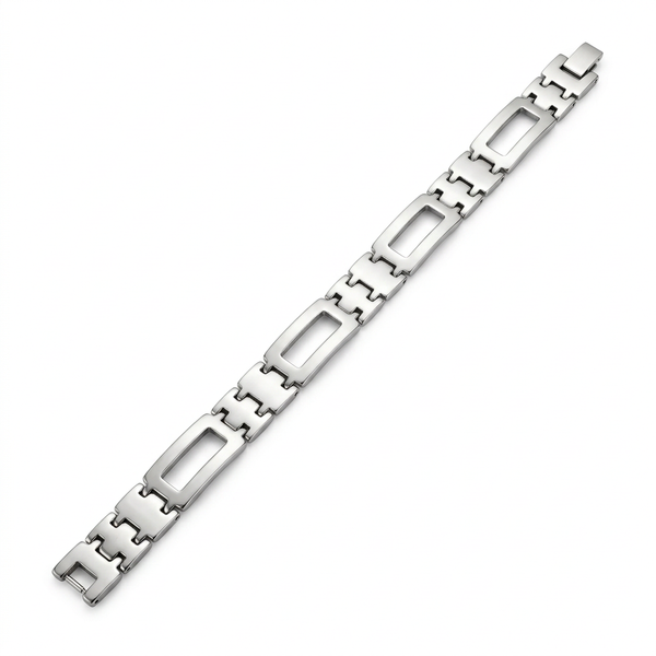 Silver-tone rectangular-link bracelet product photo