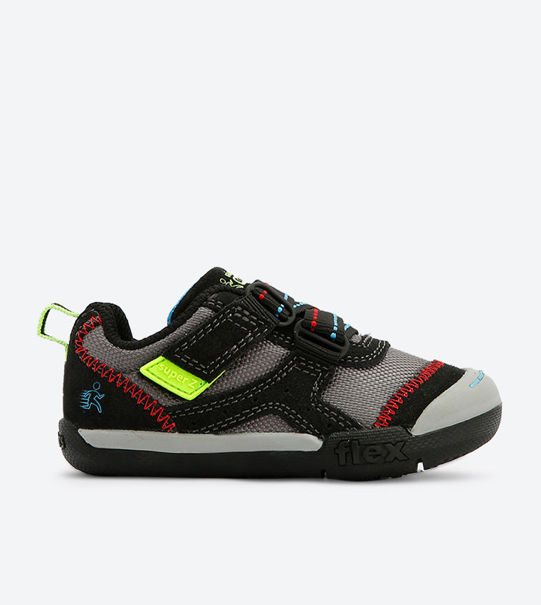 skecher Kids' Flex Play-Easy Pick Sneaker gray and black