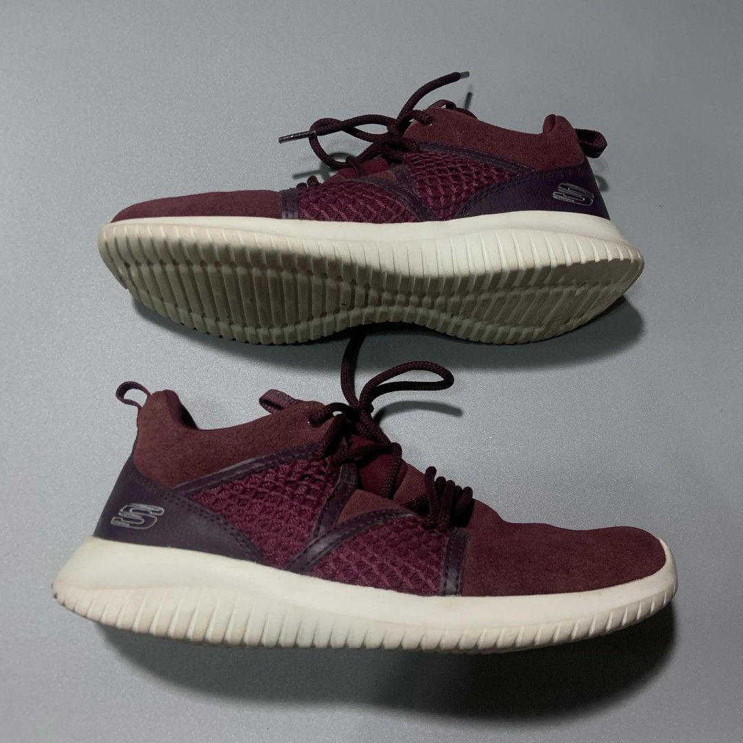 Skechers Air-Cooled Memory Foam Shoes – Burgundy