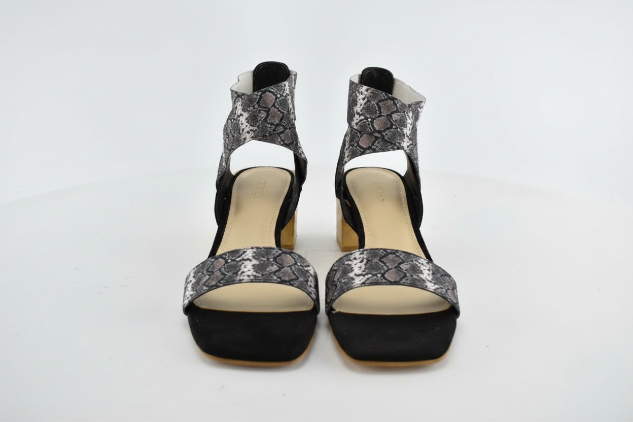 Snake print sandal front view