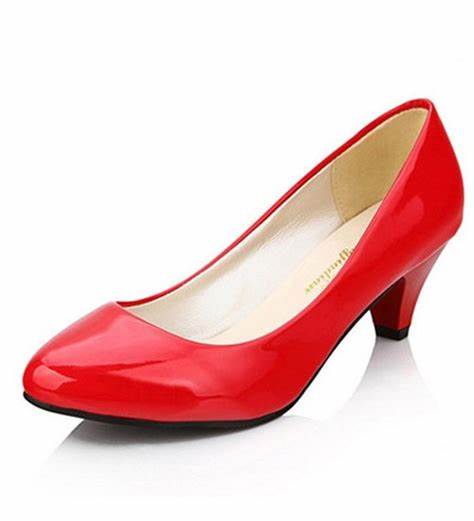 Women Low Platform Heels Comfort Pumps 1.9 In Heel Simple - Red