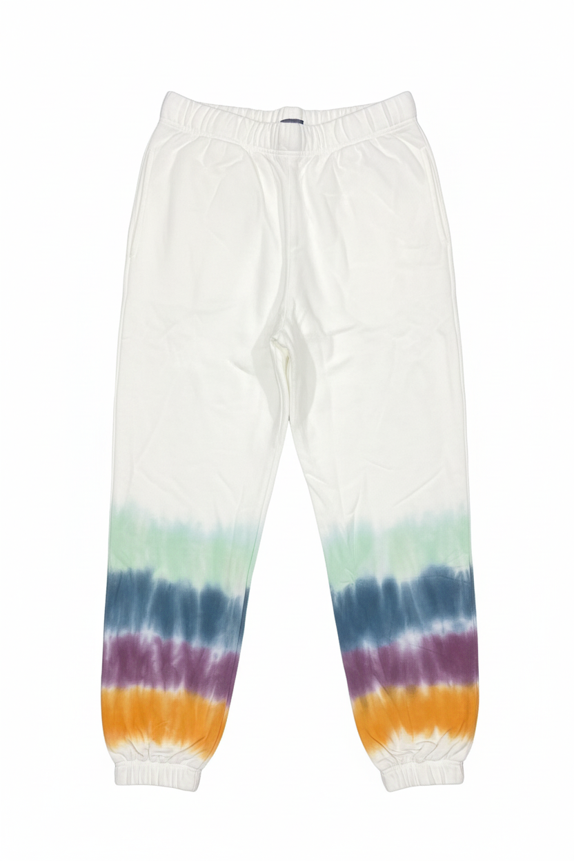 Tie-dye sweatpants flat lay