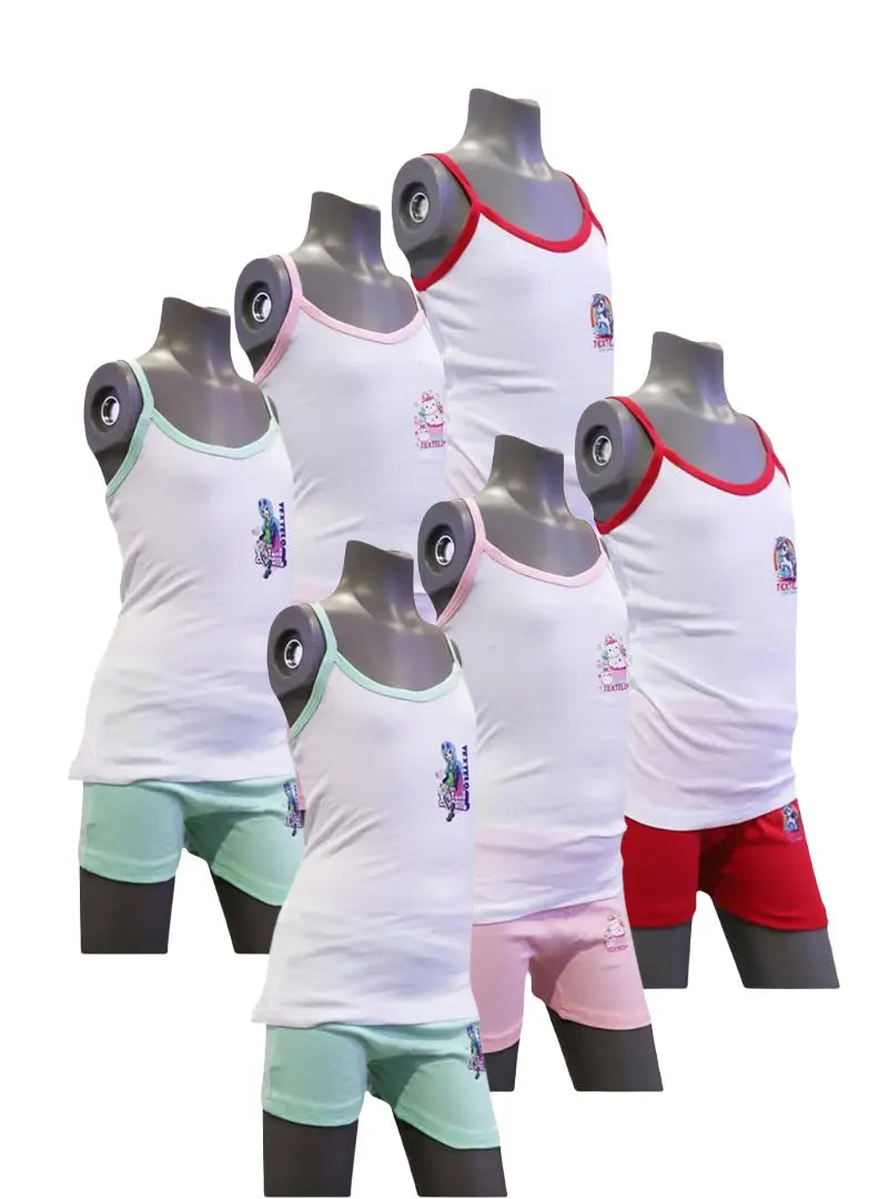 underwear cotton for girls Set (6 Piece) Vests and Briefs in Two Colors