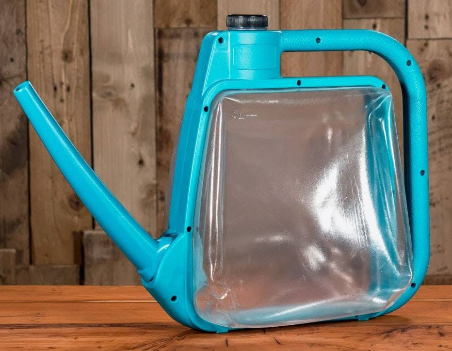 Blue foldable watering can for gardening (6L)  Al Sanidi 6L collapsible watering can, perfect for gardens  Space-saving blue watering can for gardeners (6 liters). Water your plants easily with the Al Sanidi foldable watering can (6L)  Save space with the collapsible Al Sanidi watering can, perfect for gardeners  Make watering your garden a breeze with the Al Sanidi 6L foldable can