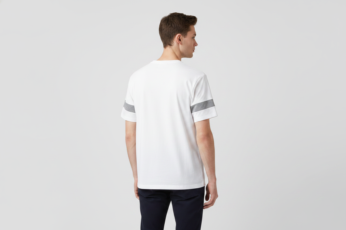 White "3" Tee — Back 3Q