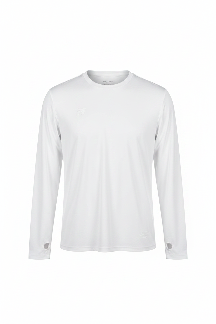White Athletic Long-Sleeve