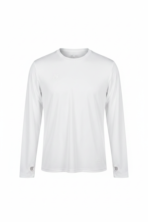 White Athletic Long-Sleeve
