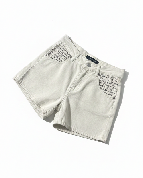 White Denim Shorts - Side