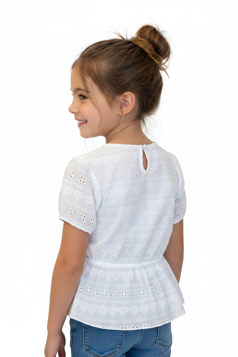 White Eyelet Top - Girl Back