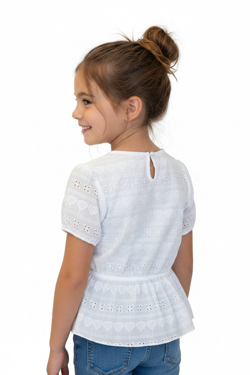White Eyelet Top - Girl Back