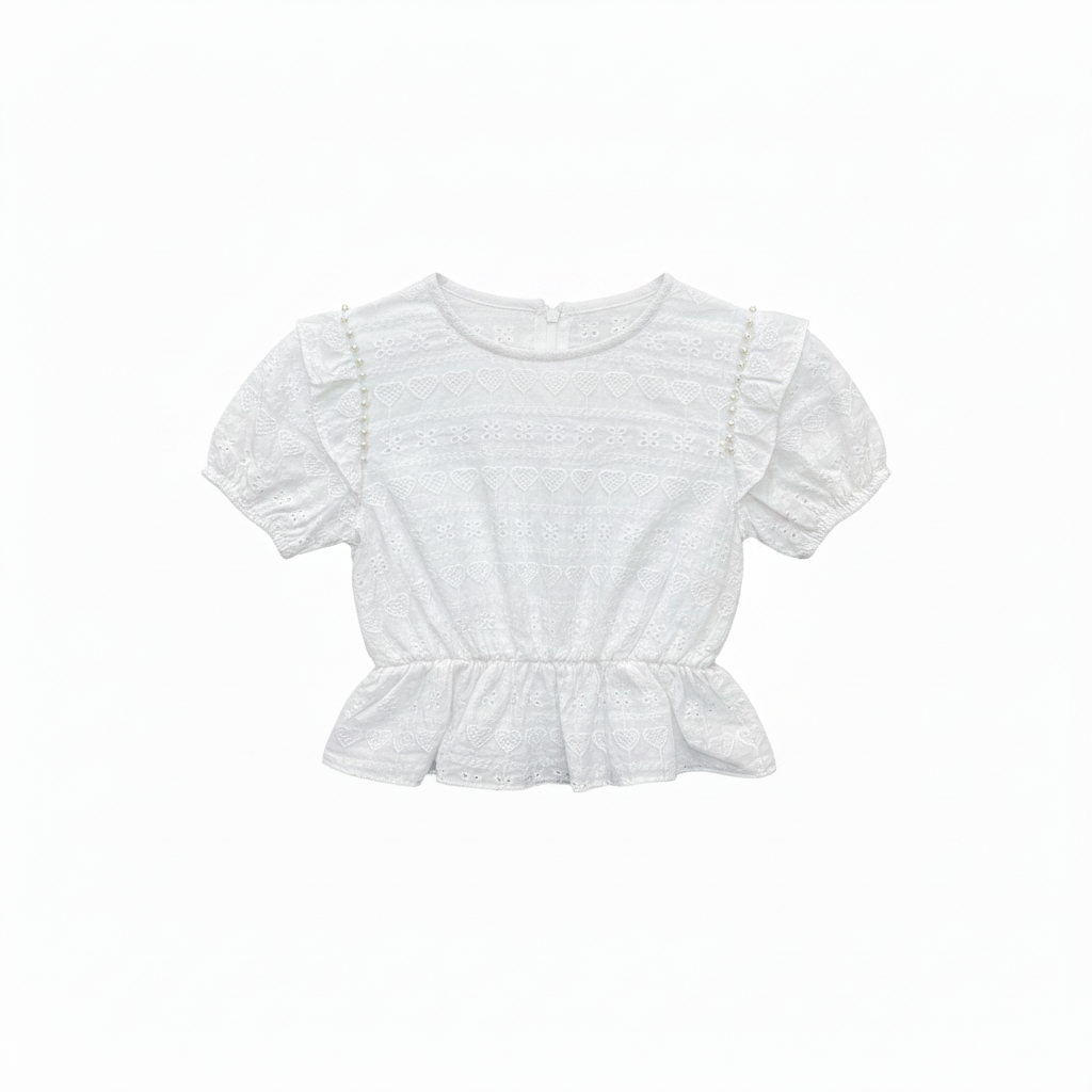 White Eyelet Top - No Bow