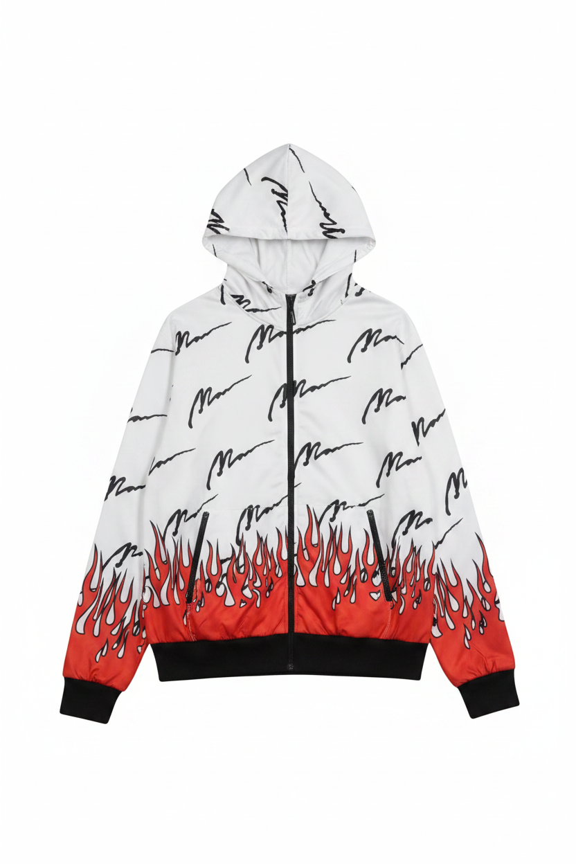 White Flame Hoodie – Flat Lay