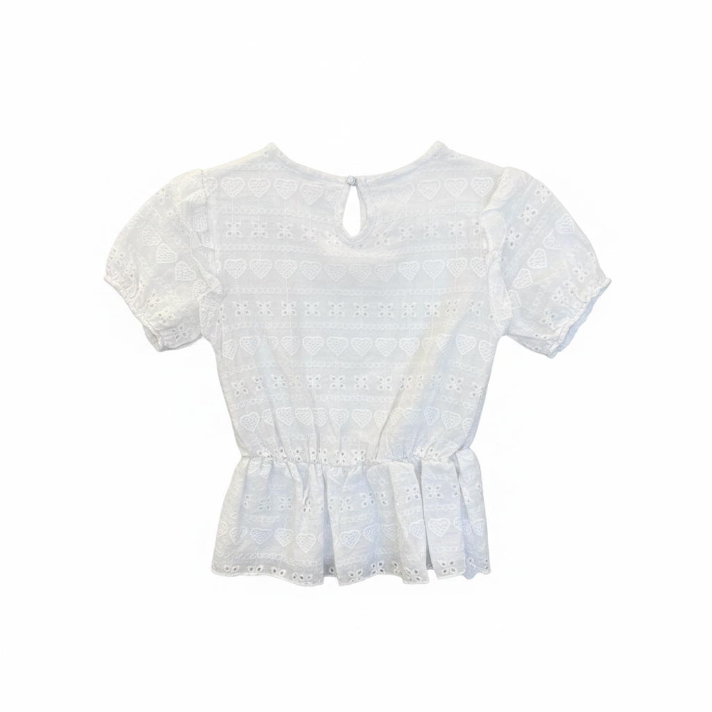 White Heart Eyelet Top