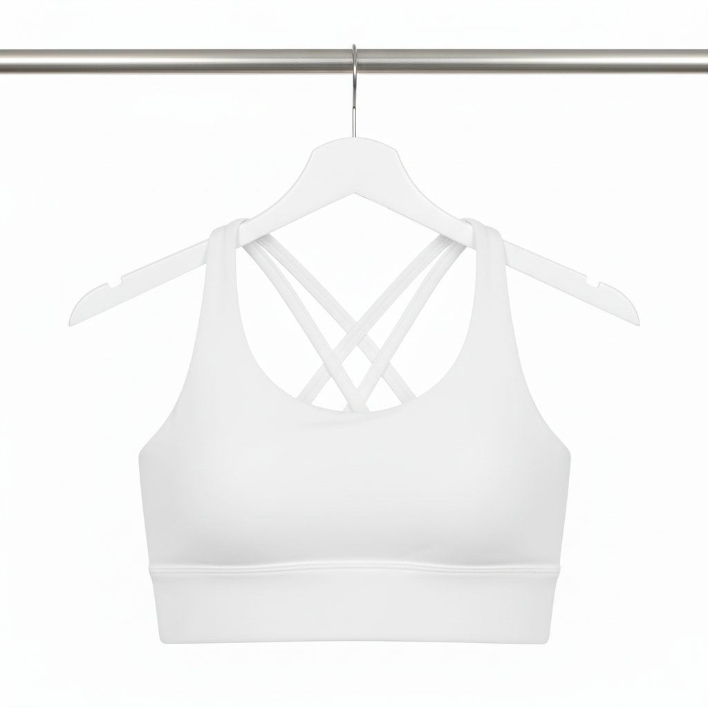 White Sports Bra Front Flat Lay