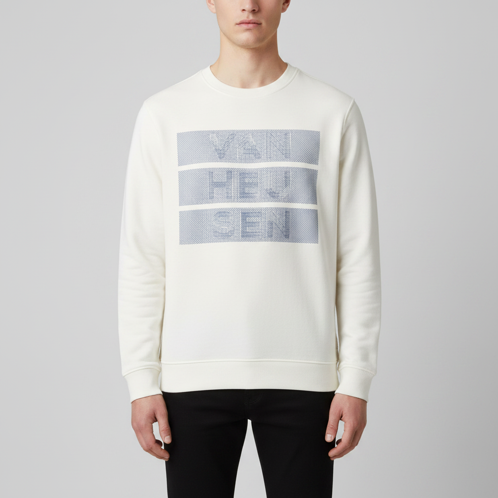 White Sweatshirt – Tiered Text Front