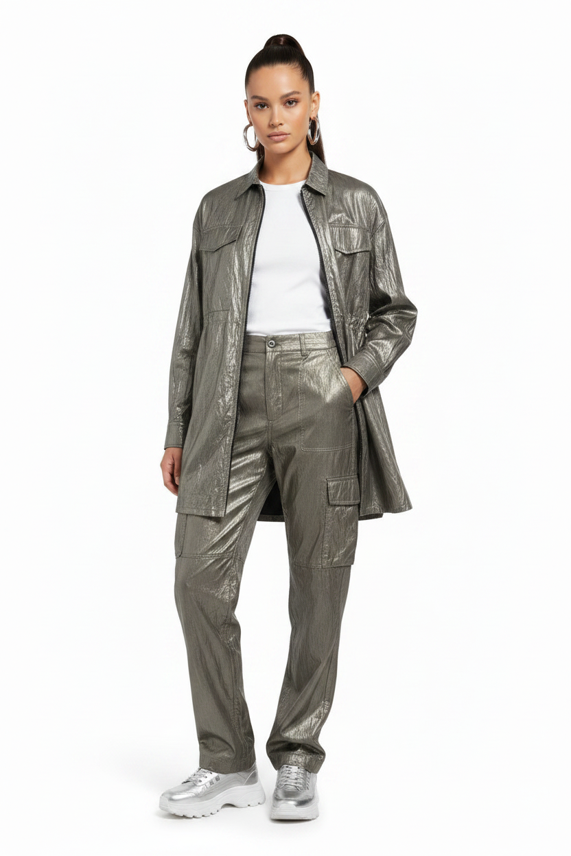 Woman wearing metallic co-ord set