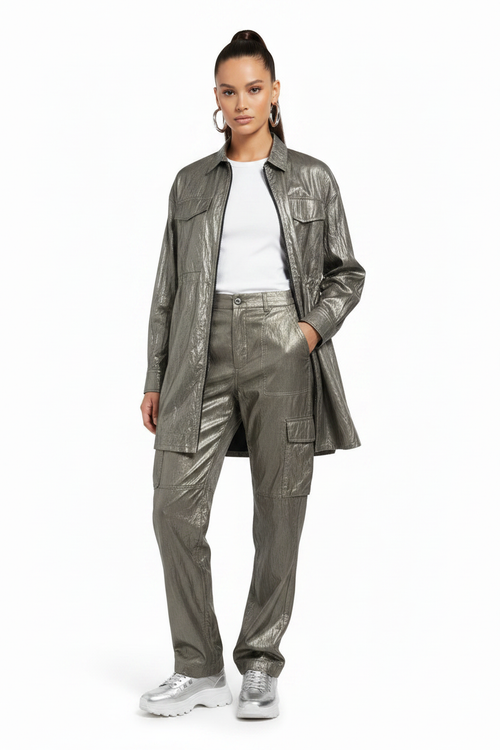 Woman wearing metallic co-ord set