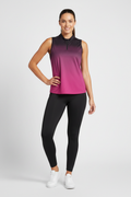 Woman wearing ombre zip top