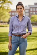 Woman Wearing Polo Ralph Lauren Plaid Shirt